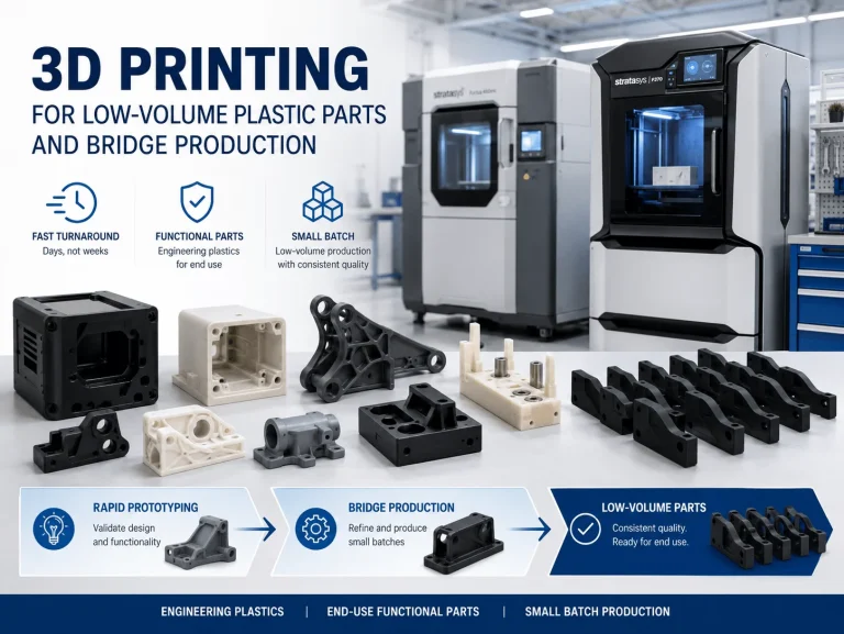 3D printing for low-volume plastic parts and bridge production