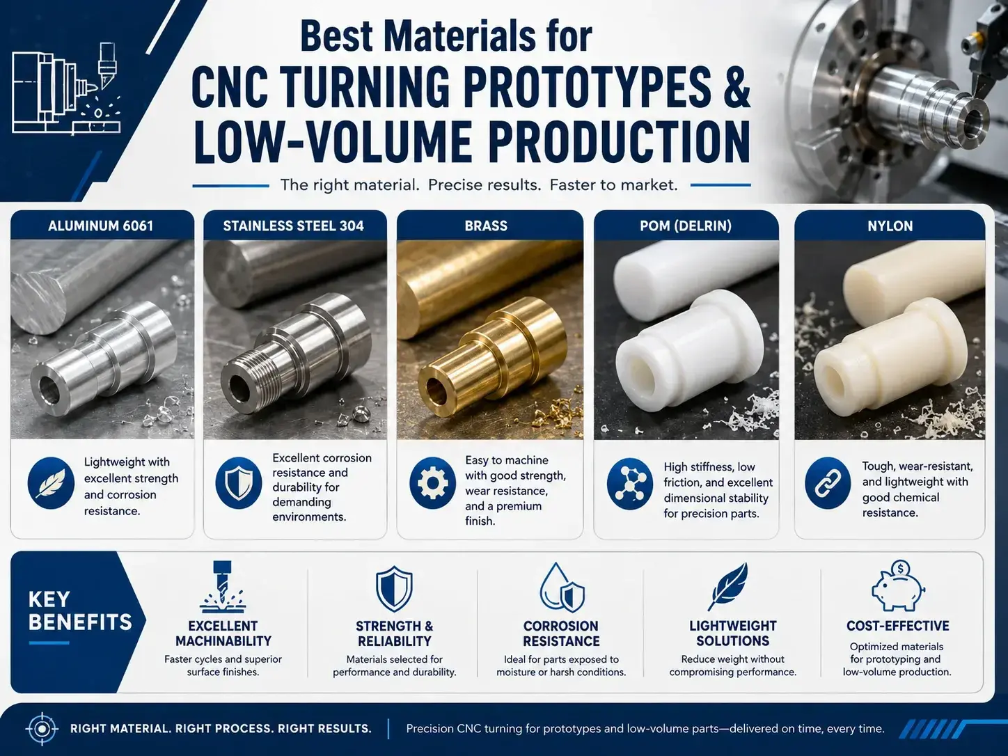 Best materials for CNC turning prototypes and low-volume production