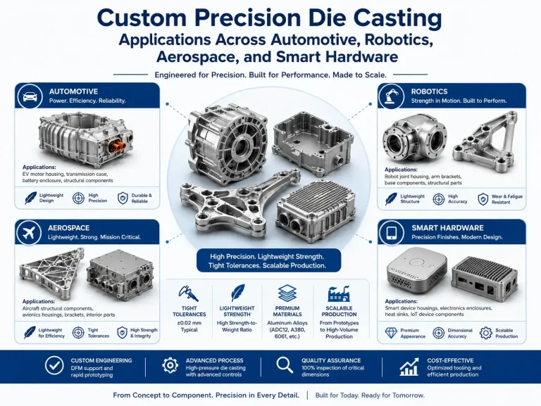 Custom precision die casting applications across automotive robotics aerospace and smart hardware