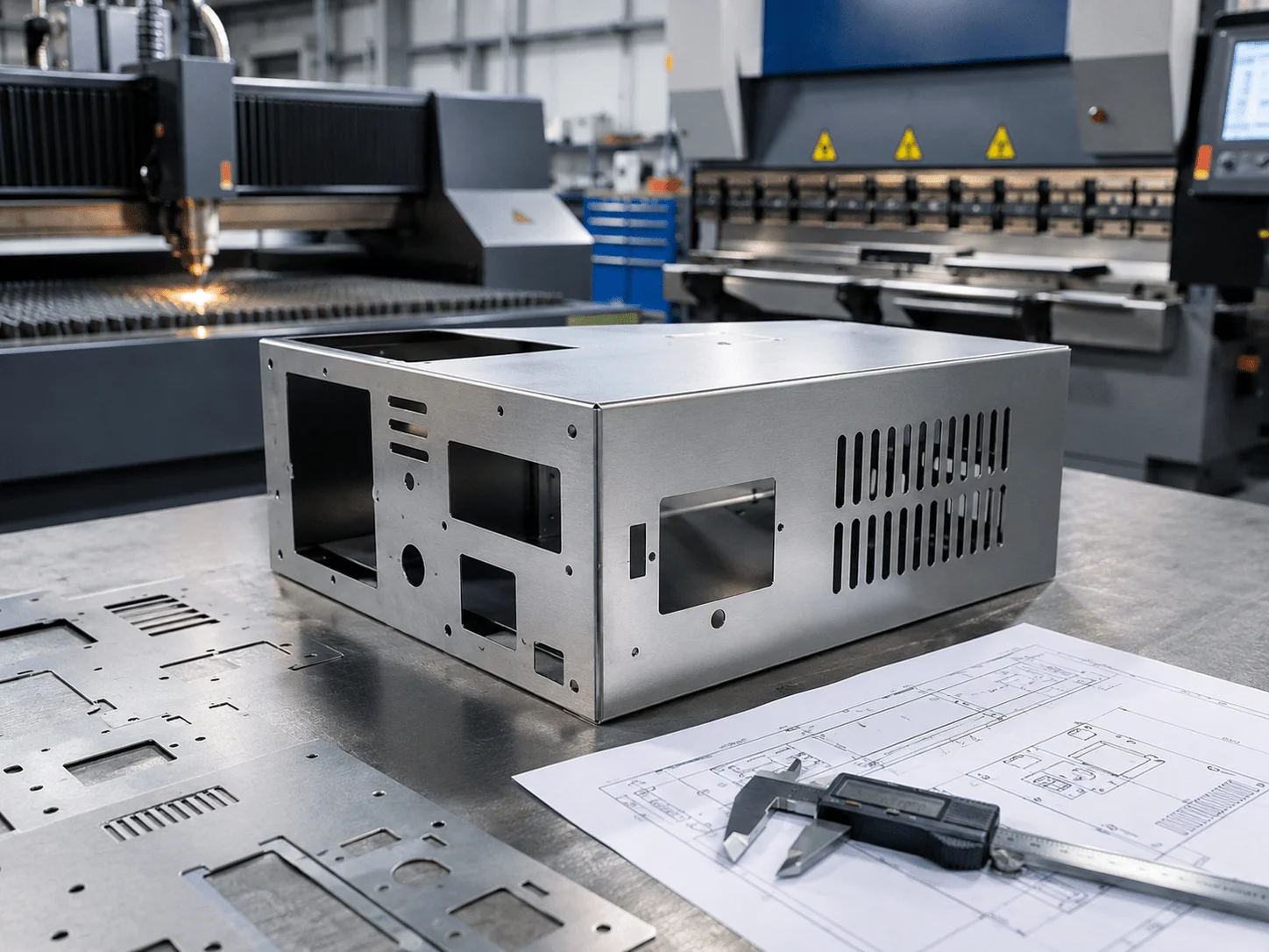 Custom sheet metal prototype enclosure produced with laser cutting and CNC bending