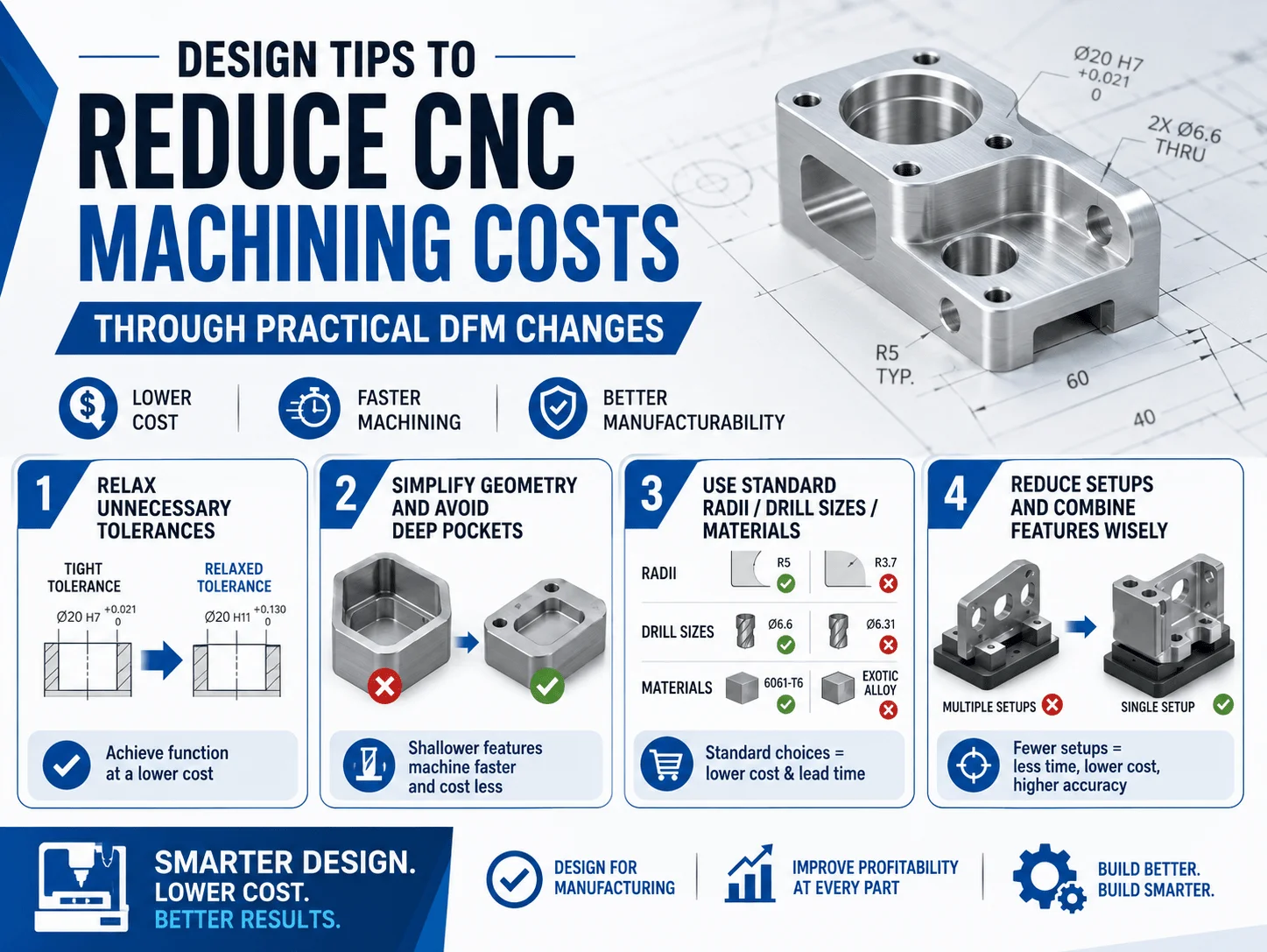Design tips to reduce CNC machining costs through practical DFM changes