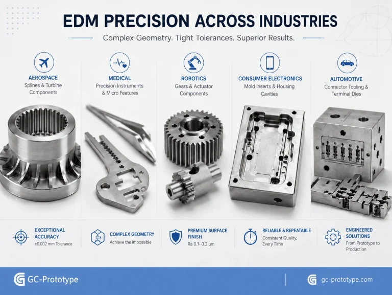 EDM surface treatment applications in aerospace, medical, robotics, and precision mold manufacturing