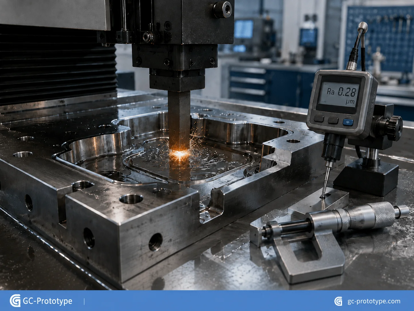 EDM surface treatment process for hardened steel molds and precision tooling