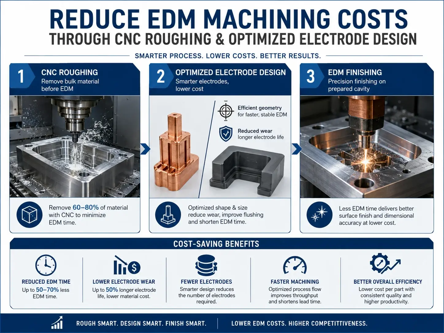 How to reduce EDM machining costs through CNC roughing and optimized electrode design