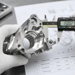 Precision inspection of CNC machined medical component with tolerance measurement