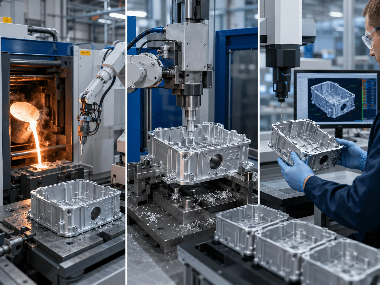 Pressure die casting process for high-volume aluminum components
