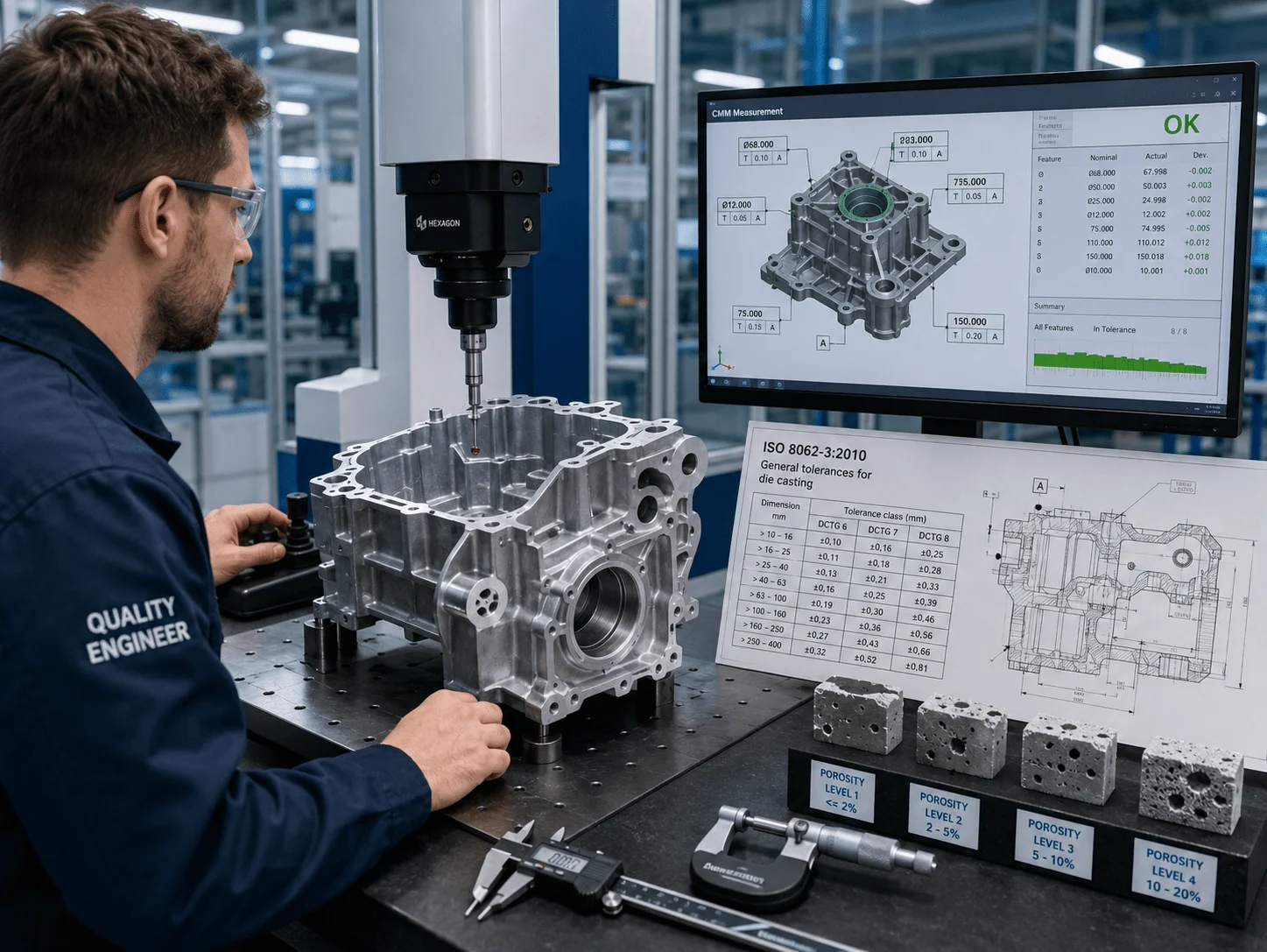Pressure die casting tolerance standards ISO 8062 and dimensional inspection