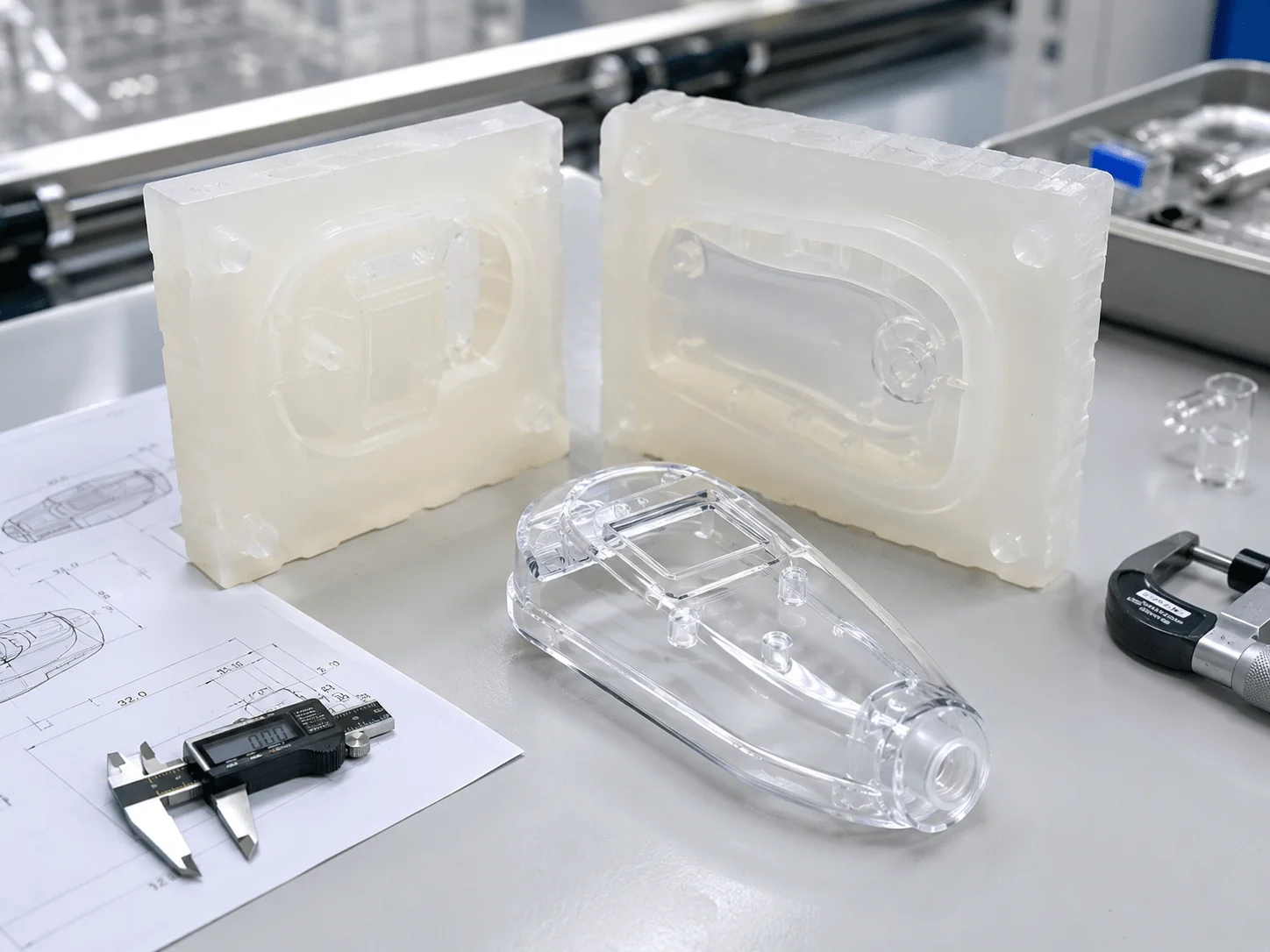 Vacuum casting silicone mold for clear plastic medical device prototype