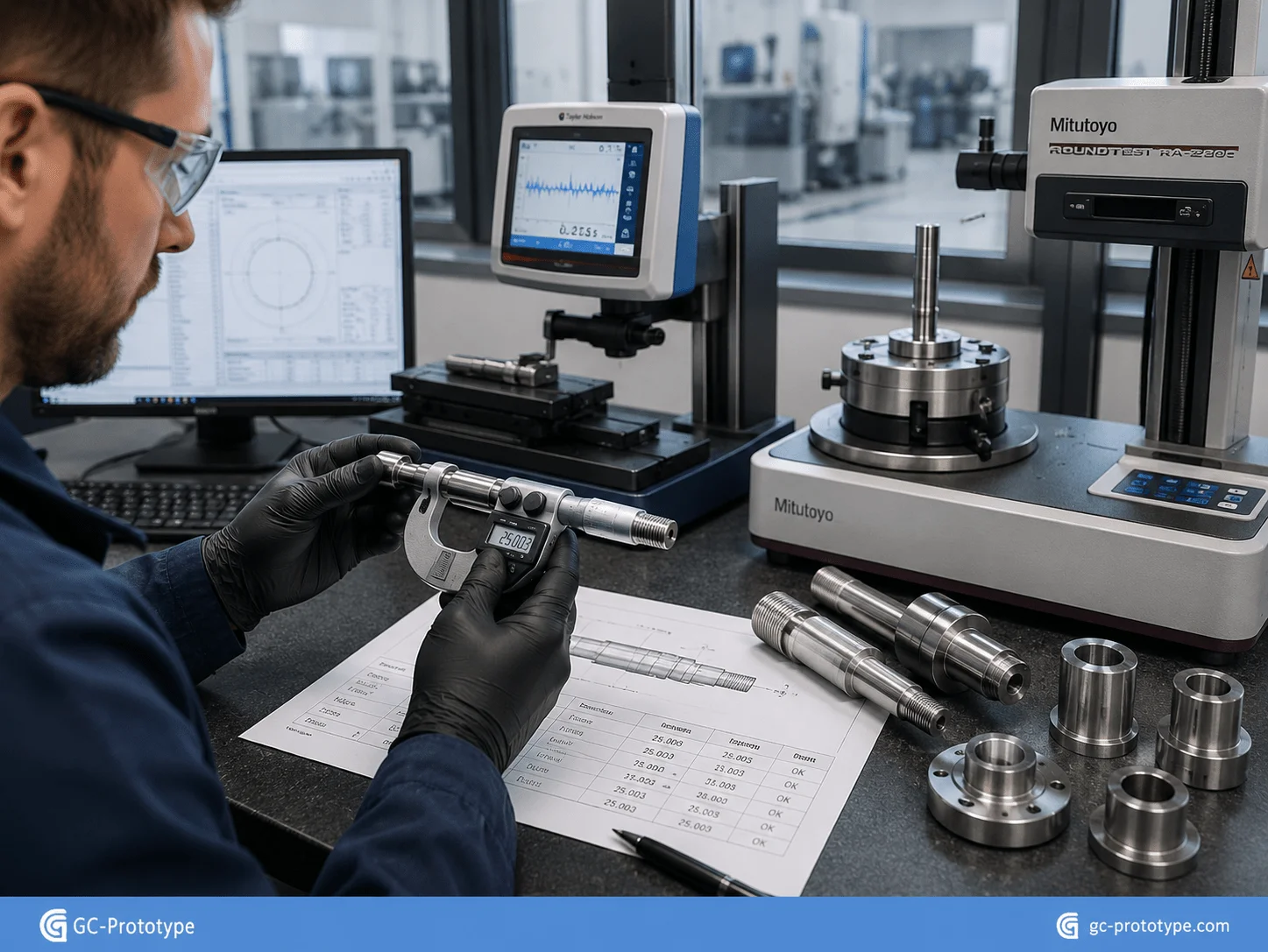 Precision CNC turning quality inspection for shafts, sensor parts, and fittings