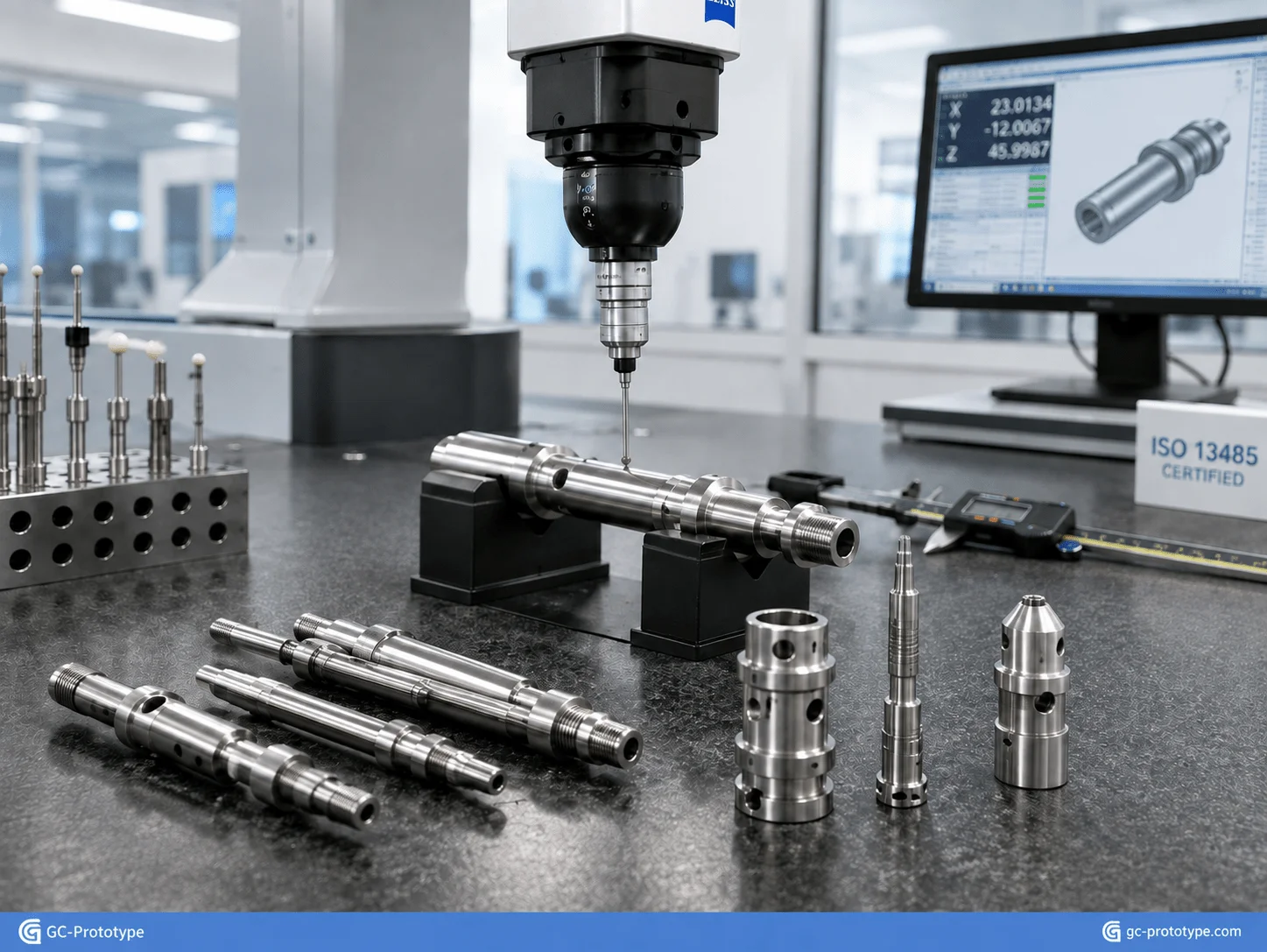 Precision CNC turning tolerances for medical shafts with stainless steel and titanium inspection