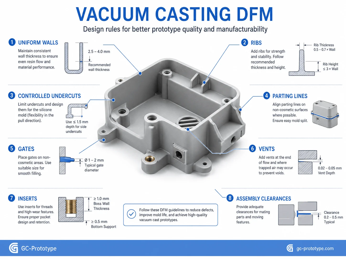 Silicone molding DFM guidelines for wall thickness, ribs, undercuts, gates, and low-volume plastic parts
