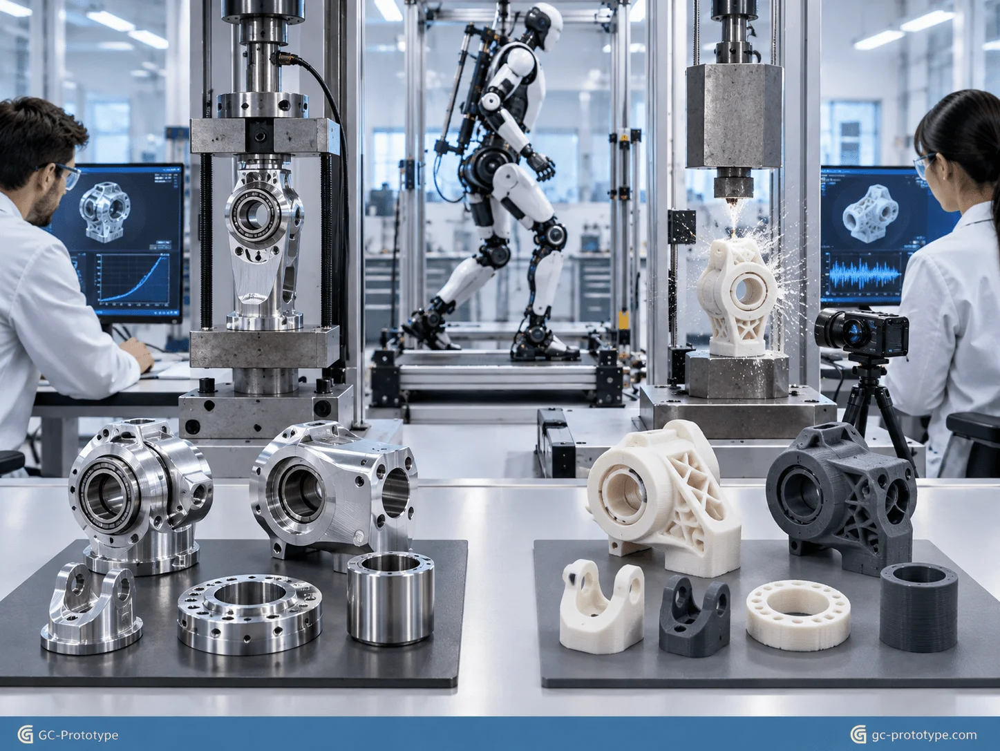 5 axis CNC prototyping vs 3D printing for robots during humanoid robot functional validation