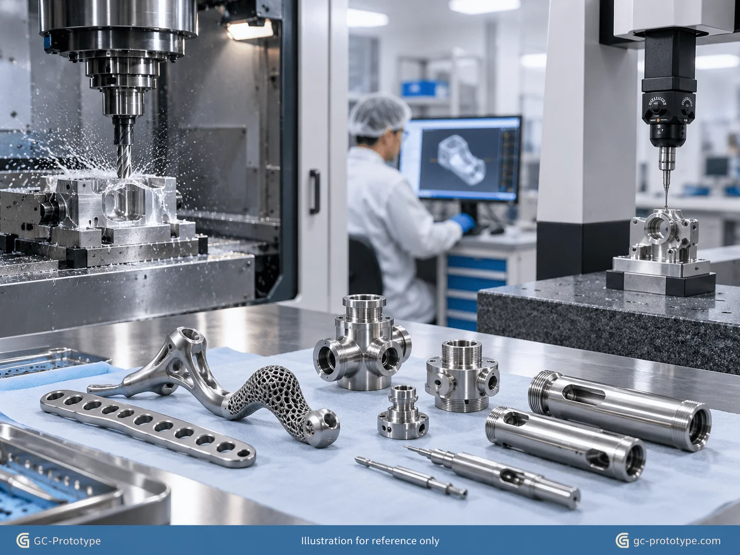 CNC machining for medical device prototyping with precision inspection and tight medical component tolerances