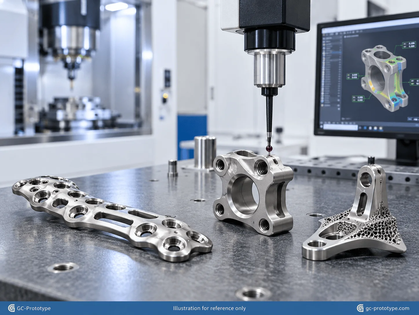 CNC machining titanium for orthopedic implants with precision medical titanium components and inspection