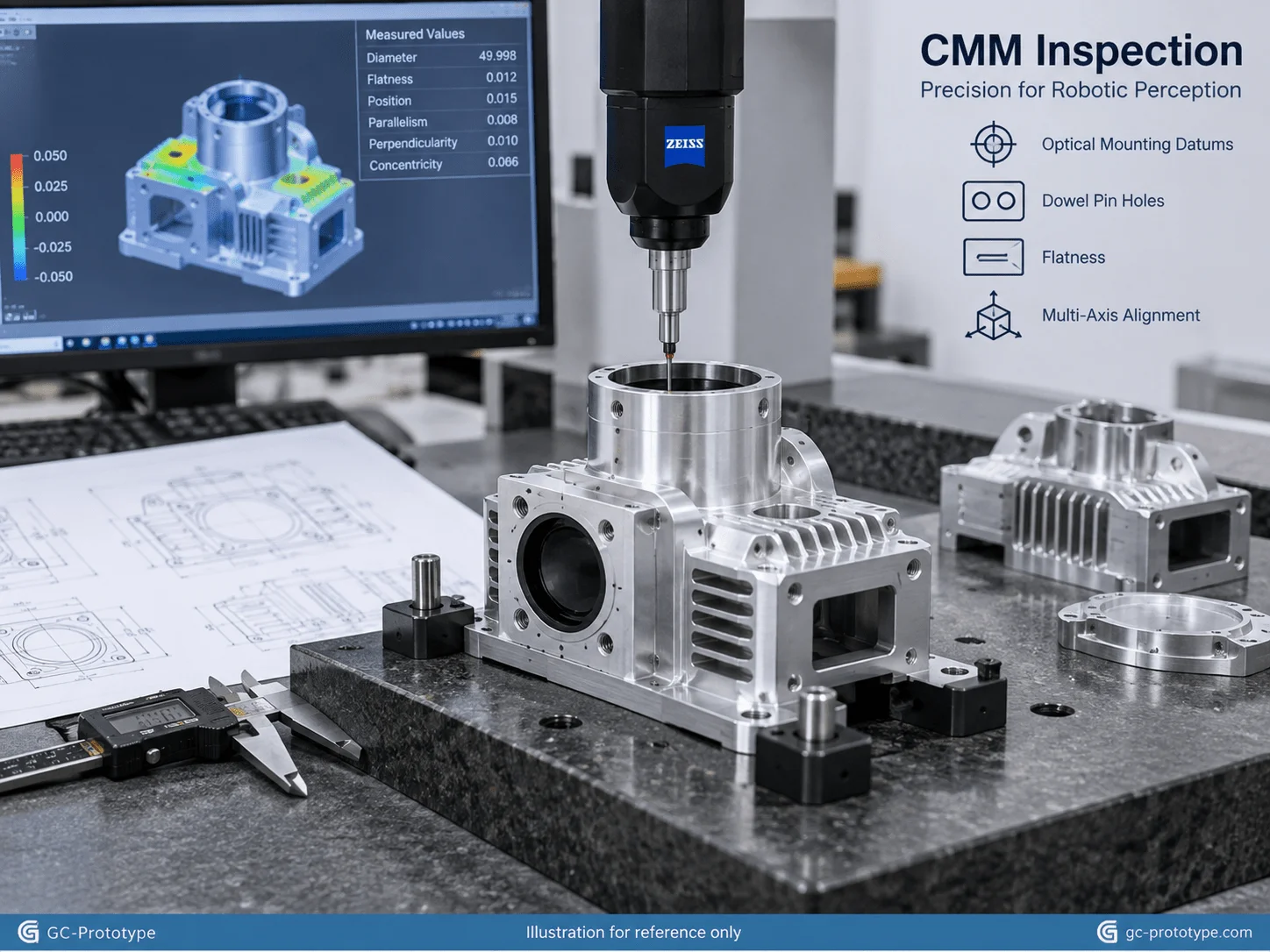 CNC machining tolerances for LiDAR sensor housings with precision optical alignment and CMM inspection