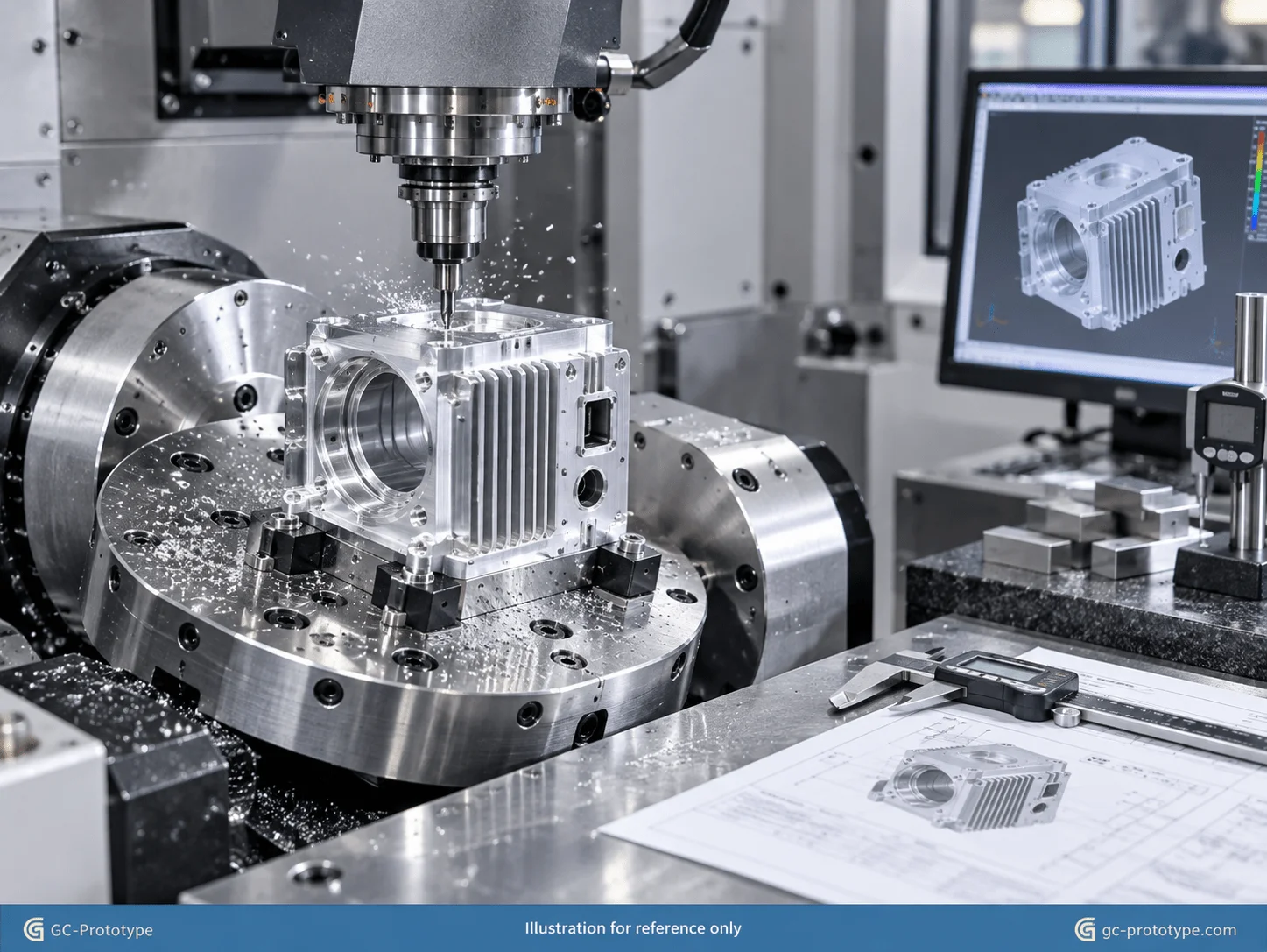 CNC prototype LiDAR sensor housing for robotics with precision mounting surfaces and aluminum heat-dissipation features