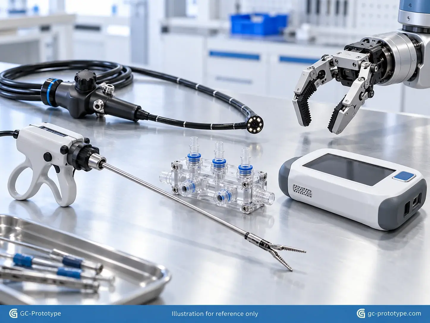 CNC machined medical device prototypes for surgical instruments, diagnostics, fluid systems, and medical robotics
