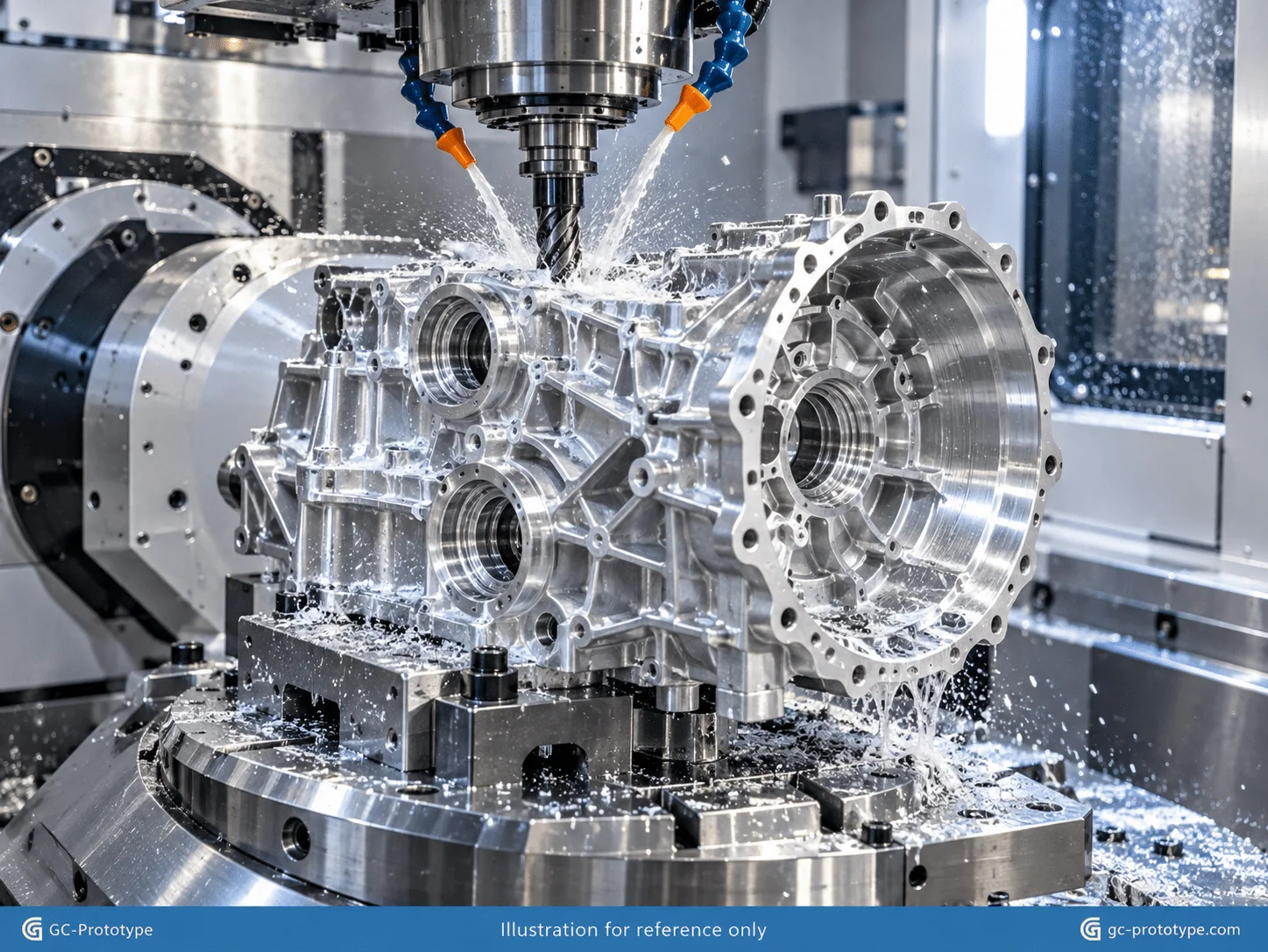 CNC machining tolerances for automotive parts with precision aluminum transmission housing and bearing interfaces