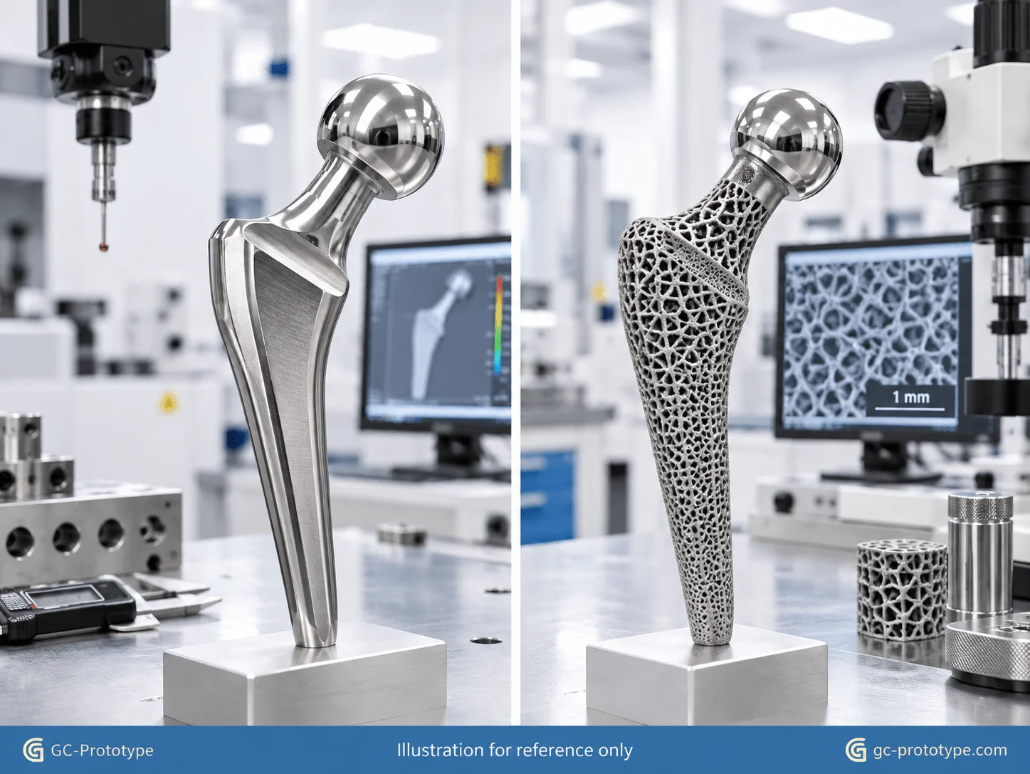Five-axis CNC prototyping vs metal 3D printing for orthopedic implants and functional testing