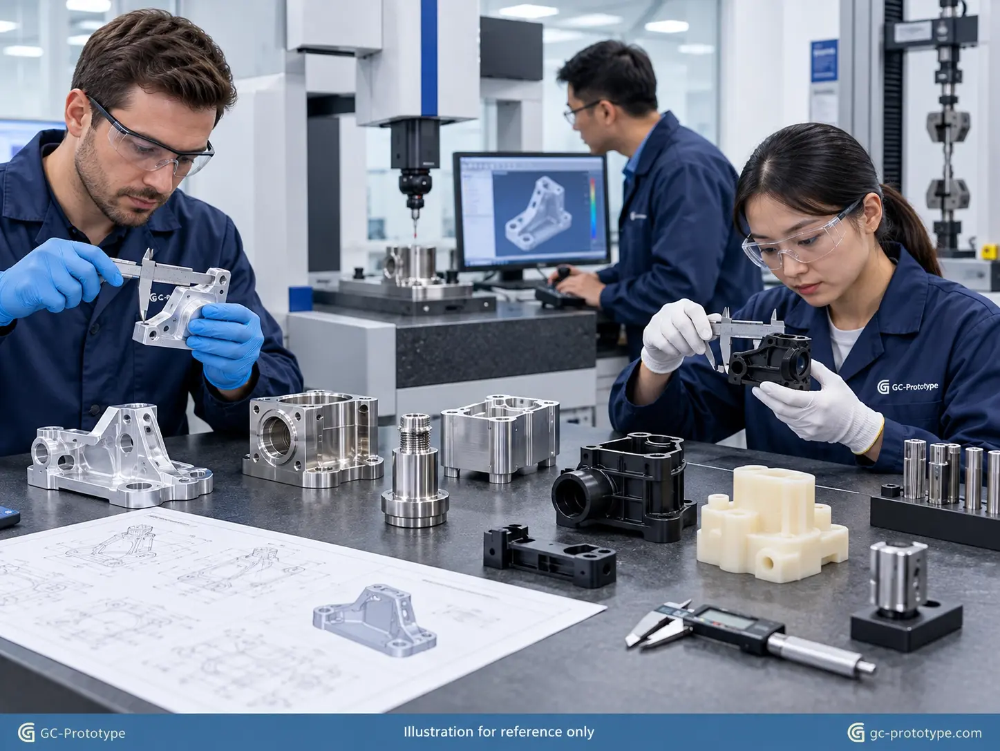 Functional prototype inspection and engineering validation using CMM dimensional measurement and mechanical testing